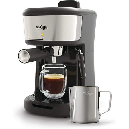 Mr. Coffee 4-Shot Steam Espresso, Cappuccino, and Latte Maker with Stainless Steel Frothing Pitcher