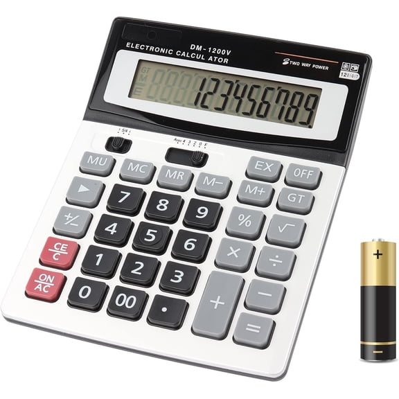 Large Calculator Counter Solar & Power 12 Digit Display Multi-Functional Big Button for Business Office School Calculating (1 x Calculator)