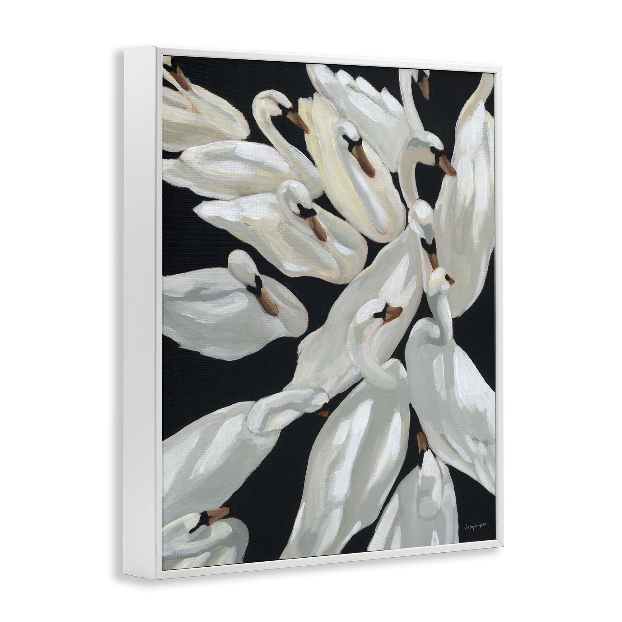 Stupell Industries Gathered Swans Swimming Animals & Insects Painting White Framed Art Print Wall Art, 24 x 30