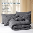 thumbnail image 5 of Queen Comforter Set 7 Pieces - Bed in a Bag Queen for All Season, Pintuck Bedding Comforter Sets with Comforter, Flat Sheet, Fitted Sheet and Pillowcases & Shams, Grey, 5 of 5