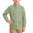 thumbnail image 1 of Odeerbi Camisa de Vestido de Niños Manga Larga Mandarin Collar Uniforme de La Escuela Con Bolsillo, 1 of 9