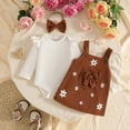 thumbnail image 4 of Tisuna Kids Girls Fall Outfit Set Soft Long Sleeve Crew Neck Floral Print Romper And Suspender Skirt Headband Outfits Children'S 3 Pieces Casual Wear Clothes Set Size 6-12 Months, 4 of 9