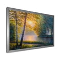 thumbnail image 2 of Sunrise Summer With Beautiful River Spring Forest 32 in x 24 in Framed Painting Canvas Art Print, by Designart, 2 of 4