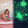 thumbnail image 3 of Calcomanías de pared de estrellas y unicornios que brillan en la oscuridad, pegatinas de luna brillante y castillo arcoíris, 174 piezas de decoración de techo luminosa para habitación de niños, gran JAMW  Sencillez, 3 of 5