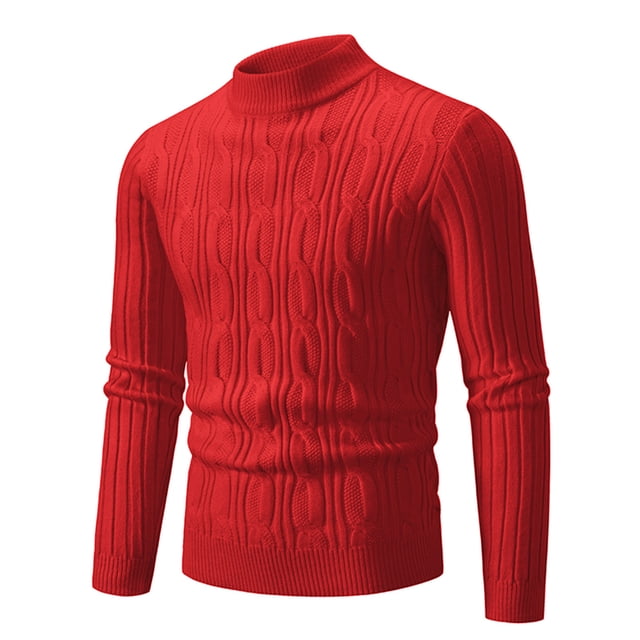 Besolor Men's Half Turtleneck Sweaters Casual Long Sleeve Cable Knit Pullover Sweater Soft Warm Textured Fall Winter Tops