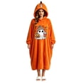 thumbnail image 2 of Ruyelune Gray Halloween Pumpkin Onesie Pajamas Plush Fleece Hooded Funny Cozy Pajamas Jumpsuit Thickened Casual Loungewear Outfits L, 2 of 4