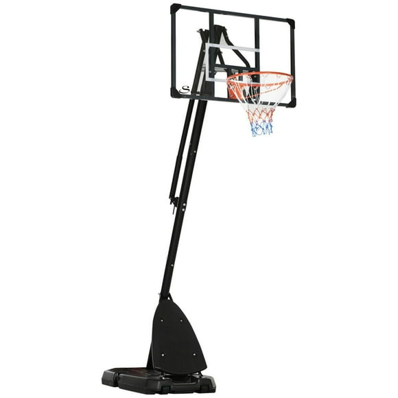 Soozier Basketball Hoop w/ Wheeled Weight Base, 115.4"-137.8" Height Adjustable