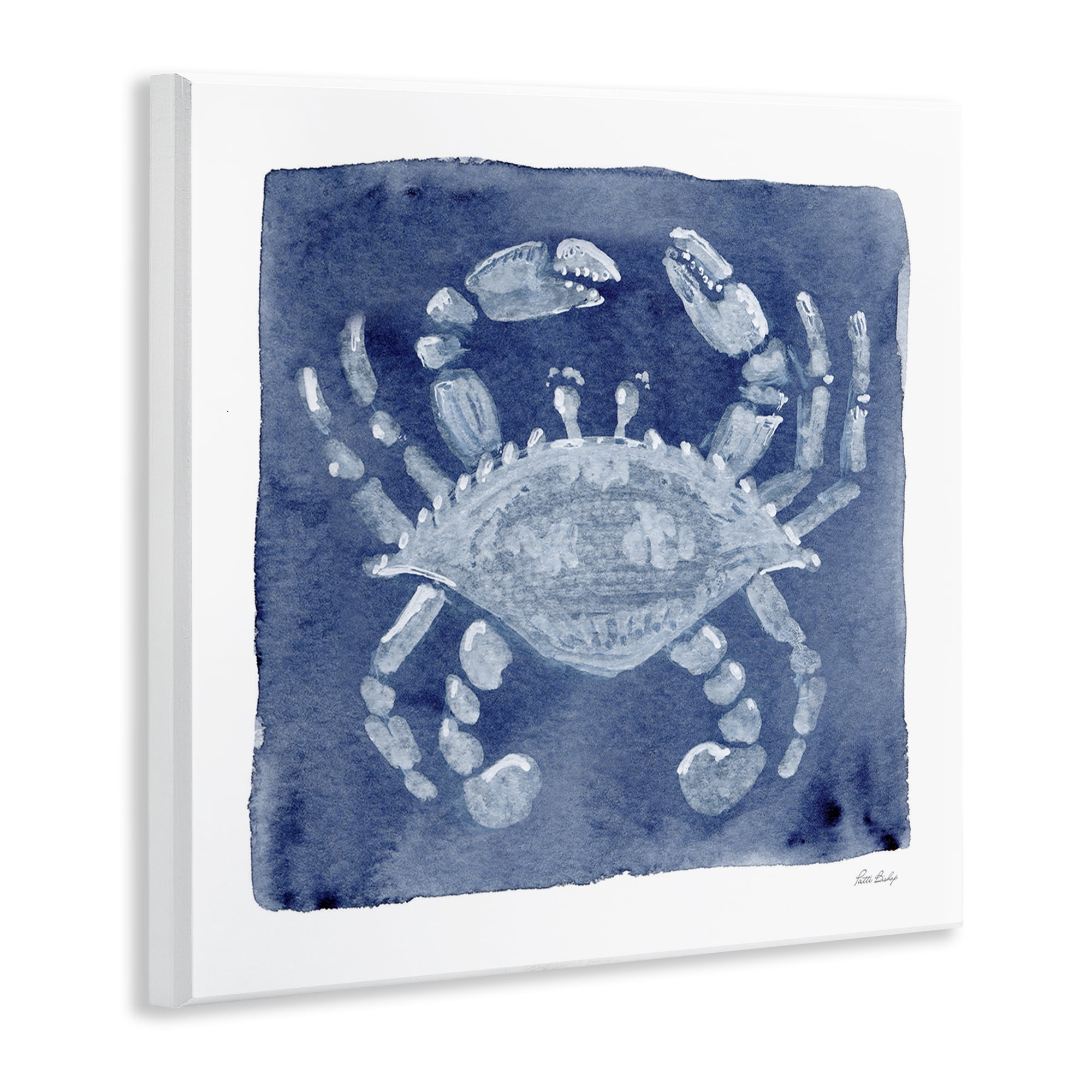 Stupell Industries White Crab on Indigo Wall Plaque Art, design by Patti Bishop