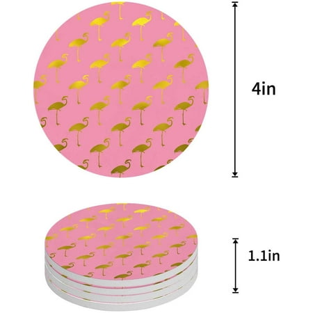 

KXMDXA Flamingo Set of 6 Round Coaster for Drinks Absorbent Ceramic Stone Coasters Cup Mat with Cork Base for Home Kitchen Room Coffee Table Bar Decor