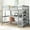 Gray, variant on Full Size Bedroom Loft Bed, . Has Desk And Shelf Storage. Bed With Under Shelves. Space Saving