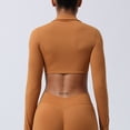 thumbnail image 5 of Women's V Neck Sports Bras Workout Running Athletic Bra Long Sleeve Crop Tops Metamorph Sienna Twist Deep V Workout Cropped T Shirt Top with Compression for Yoga Pilates Gym Outfit, 5 of 7