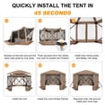thumbnail image 4 of HOTEEL 12x12ft Outdoor Pop up Gazebo, 6 Sided Camping Canopy Tent with Mesh Windows, Portable Carry Bag, Waterproof, UV 50+, Large Shade Tents for Outdoor Camping, Backyard, Khaki, 4 of 9