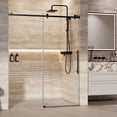 thumbnail image 1 of Garvee 60x75-Inch Frameless Sliding Shower Door, 8mm Tempered Glass with Waterproof Strip, Clear Glass for Walk-In Shower Enclosure, Bathtub, Black Frame, 1 of 7