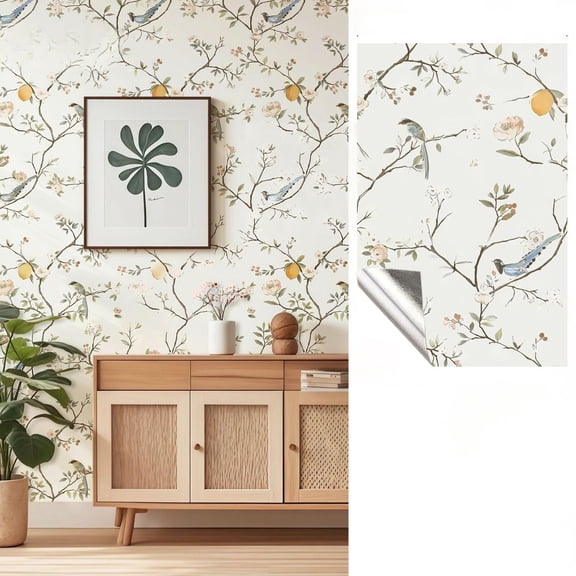 Peel and Stick Wallpaper 17.32" x 196.85" Self-adhesive floral Wallpaper Waterproof