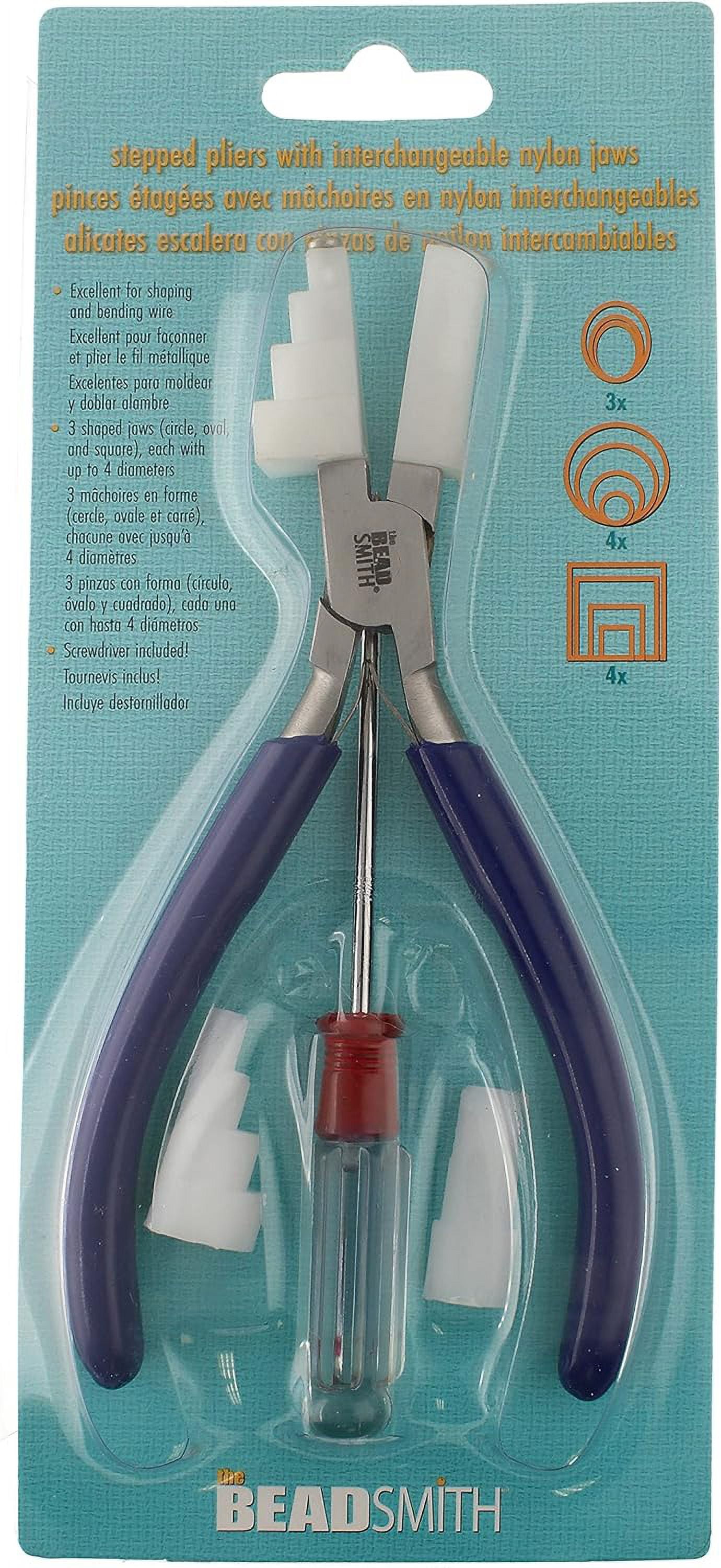 The Beadsmith Stepped Pliers with Interchangeable Nylon Jaws - 6.5 Inches (165mm), Comfort Grip Handle with Double Leaf Springs, Jewelry Making Tool for Bending & Shaping Wire