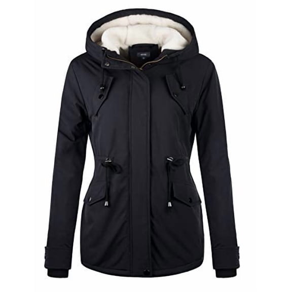 NUTEXROL Women's Winter Thicken Hooded Sherpa Lined Parka Military Anorak Jacket Warm Short Cotton Coats for Women