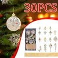 thumbnail image 3 of Deeceymbur 30 Piece Christmas Ornament Set Painted Assorted Shapes Candy Cane Ball Ribbon Decor Trees Hanging Set, 3 of 4