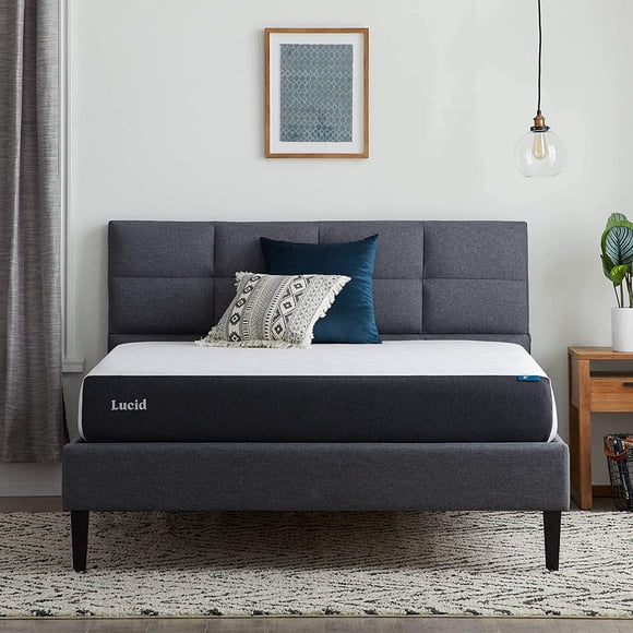 Lucid - Colchón Individual Extra Largo de Memory Foam con Gel y Bambú - 20 cm - Colchón Firme - Funda Lavable y Transpirable - Compatible con Bases Ajustables - Ideal para Cualquier Recámara