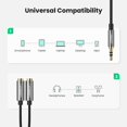 thumbnail image 2 of Cable Audio Ugreen Splitter Auxiliar 3.5mm Macho A 2 Hembras 20cm, 2 of 8