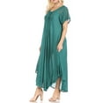 thumbnail image 3 of Sakkas Egan Long Embroidered Caftan Dress / Cover Up With Embroidered Cap Sleeves - A-ForestGreen - One Size Regular, 3 of 5