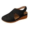 thumbnail image 6 of Wedge Sandals for Women Closed Toe Hollow out Fashion Gladiator Summer Beach Orthopedic Shoes with Hook and Loop Black Size 6.5, 6 of 7