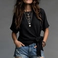 thumbnail image 2 of yillto Womens Summer Tops Bow Tie Waist Blouses Crew Neck Short Sleeve Basic Top Shirts Cute Fashion Tees, 2 of 5