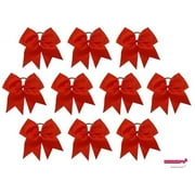 Kenz Laurenz Cheer Hair Bows Large with Ponytail Holder Red 10