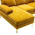 thumbnail image 5 of 81 Inch L-shaped Accent Sofa Set with Padded Back and Armrest, Upholstered Sofa Couch with Chaise and Metal Legs, Corner Sleeper Couch for Living Room, Yellow, 5 of 6