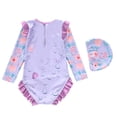 thumbnail image 4 of 10-12 T Swimsuits For Girls Girls Printed Ruffle Sleeve Piece Swimsuit for Pool Beach and River, 4 of 4