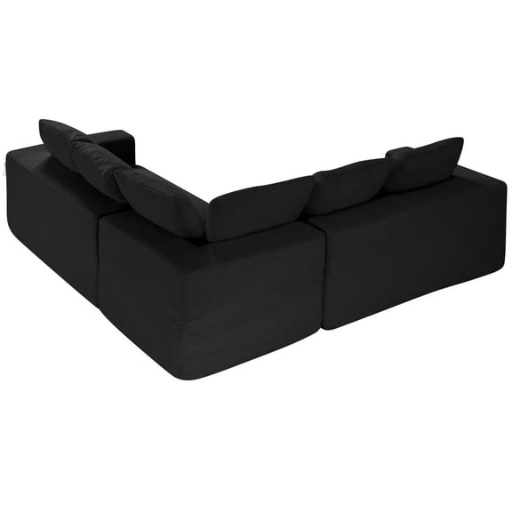 KFFKFF Configurable Sectional Sofa, L-Formed Modular Sofa with Deep Seating, Plush Sectional Settee with High Resilience Foam and Density, Corduroy Upholstered Sofa with Pillows for Lounge, Boudoir