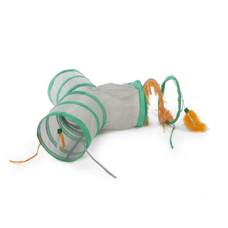 SmartyKat Fringe Frenzy Triple Tunnel Activity Cat Toy with Fringe & Feathers