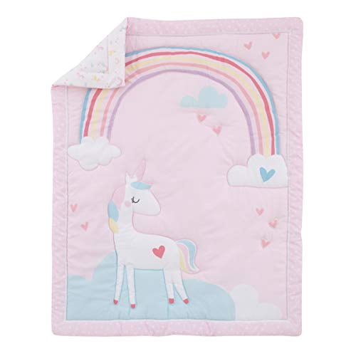 Little Love by Nojo Rainbow Unicorn 3-Piece Crib Bedding Set - Pink