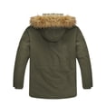 thumbnail image 2 of Soularge Men's Big and Tall Puffer Coat Winter Jacket Windproof Warm Parka with Removable Hood Army Green 7X, 2 of 12