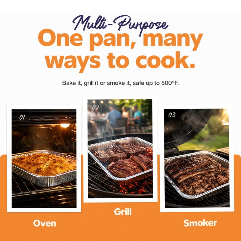 GUSTO, Disposable Aluminum Foil Pans, 9x13, Pack of 30 - Walmart.com