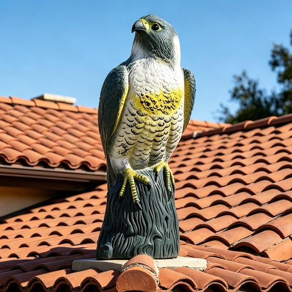 16 Inch Large Fake Eagle Decoy Statue, Plastic Hawk Scare Birds Away, Bird Deterrent Scarecrow for Garden Yard Outdoor
