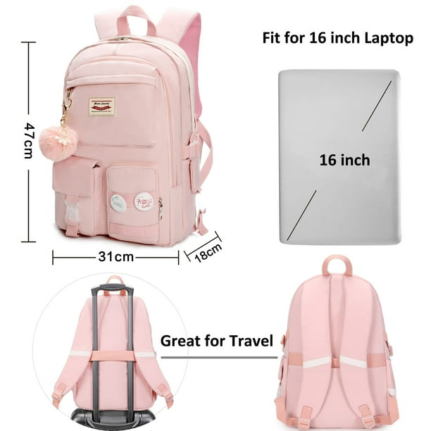 Crest Design Pink Canvas Padded Laptop School Hiking store Travel Work Backpack