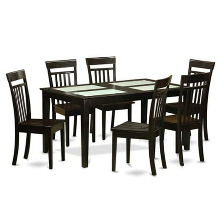 east west furniture cappuccino finish rubberwood 7 piece dining room