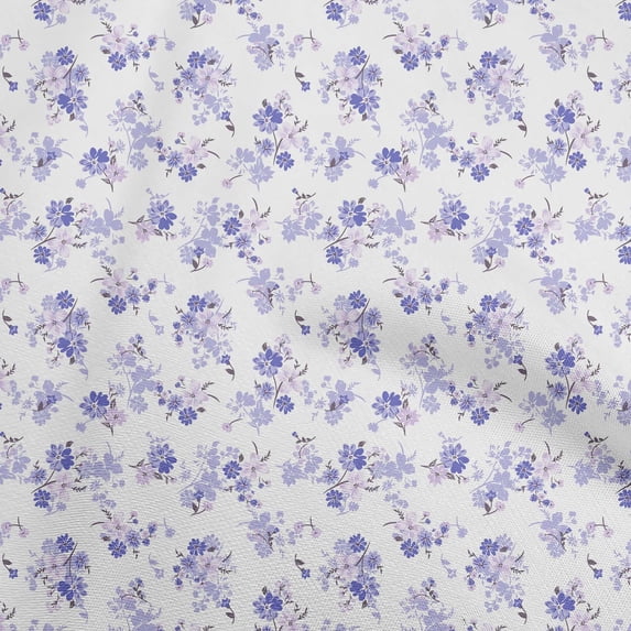 oneOone Viscose Chiffon Medium Blue Fabric Floral Sewing Material Print Fabric By The Yard 42 Inch Wide-IQ