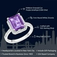 thumbnail image 2 of Gem Stone King 925 Sterling Silver Purple Amethyst Engagement Ring for Women (3.86 Cttw, Emerald Cut 10X8MM, Gemstone February Birthstone, Size 6), 2 of 5
