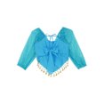 thumbnail image 4 of Kaerm Lady's Belly Dance Costumes Long Sleeve Chiffon Blouse Top with Beaded Glitter Circle Tassels Sky Blue One Size, 4 of 7