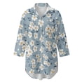 thumbnail image 7 of Renewold Bathing Suit Cover Up Shirt Button Down Shirts for Women Lightweight Dress Shirt with Pocket Comfy Bikini Coverups Long Sleeve Women's Swimwear, Floral Print Blue, S, 7 of 7