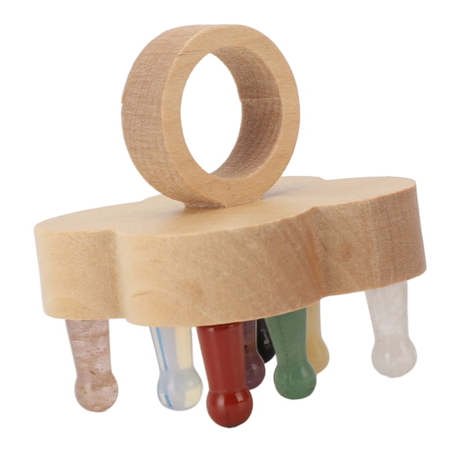 Scalp Massager, Beech Wood Stone Massage Tool, Portable Detangling Comb with Polished Teeth for Spa and Home Use