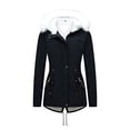 thumbnail image 2 of Bomber Jacket Women, College Jacket Teen Girls Winter with Cap Jacket Simple Long Sleeve Warm Solid Color, 2 of 9
