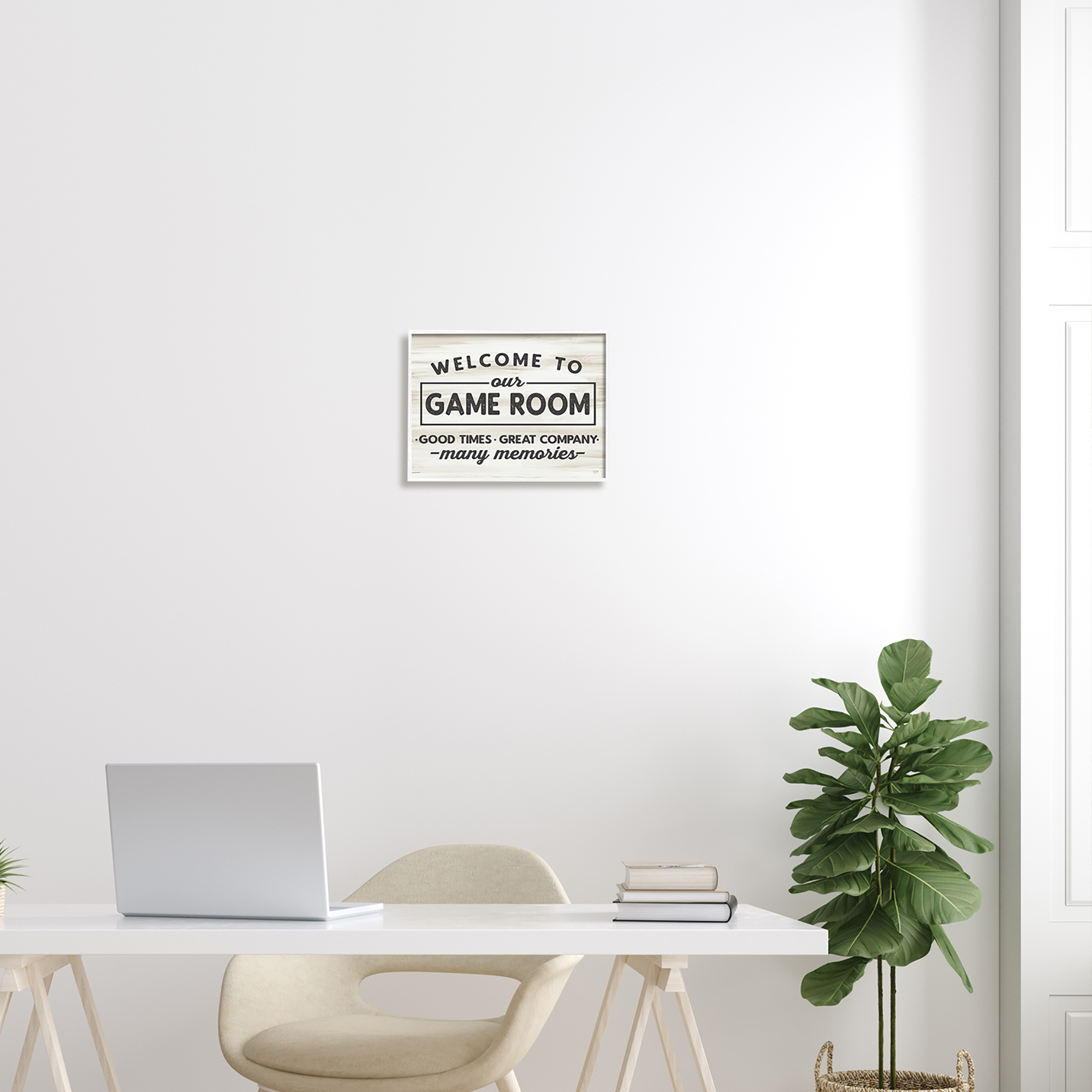 Stupell Industries Welcome To Game Room Beauty & Fashion Painting White Framed Art Print Wall Art, 14 x 11