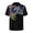 Black Blue Distressed Hibiscus Banana Leaf Print, variant on Colorful Pineapple Pattern Men's Casual Short Sleeve Button Shirt, Comfort Men's Short Sleeve Shirt Men's Short Sleeve Button Down Shirt for Travel Beach