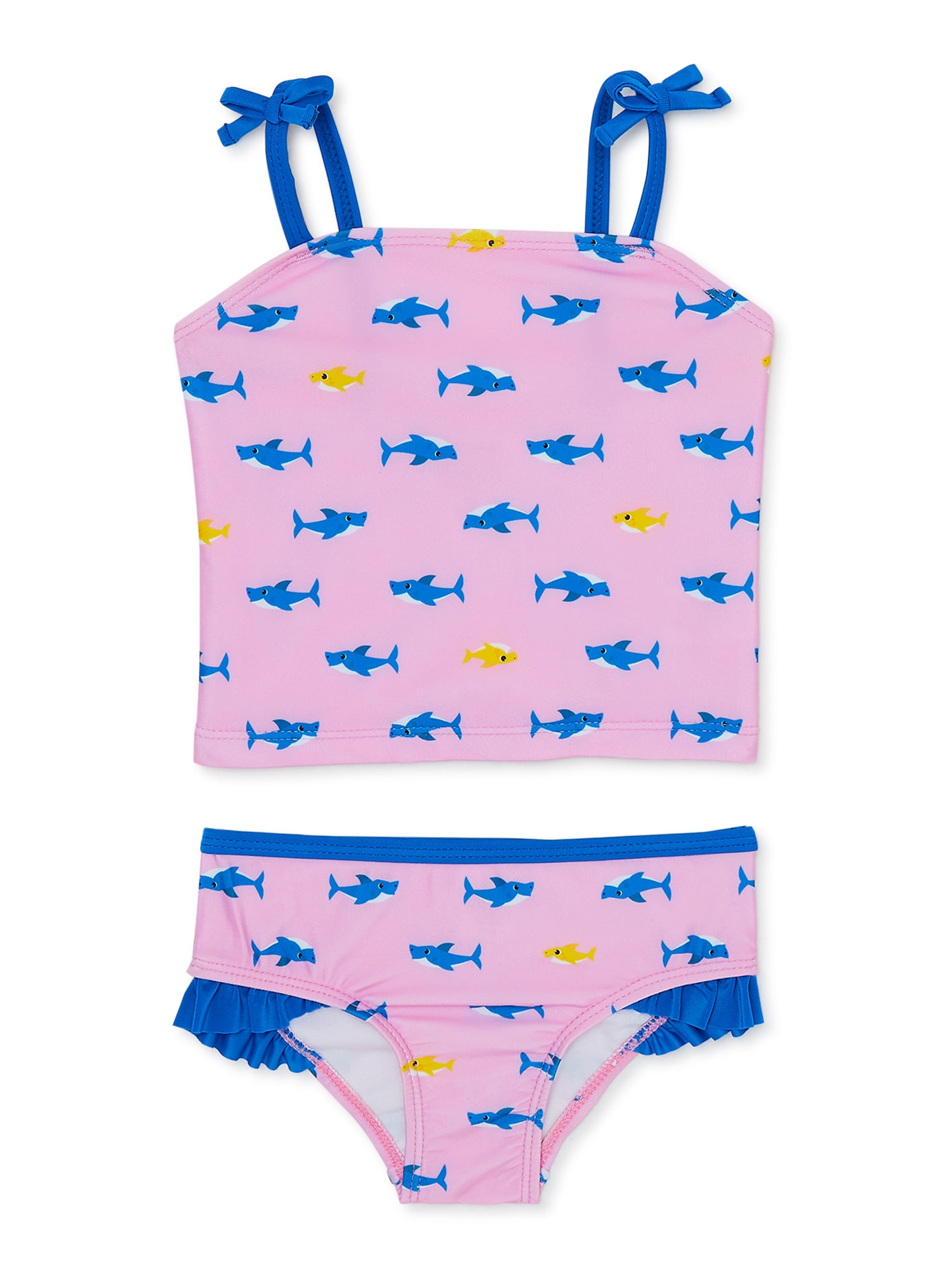 Baby Shark Toddler Girl Ruffle Tankini, 2-Piece, Sizes 18M-5T