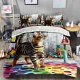 thumbnail image 2 of Cartoon Kawaii Cat Comforter Set Twin Size 3D Animals Flower Toddler Bedding Set Cat Lovers Animal Bubble Design Quilt Bed Set for Girls Kids Teens Cat Lovers Animal Decor Bedroom, 2 of 6