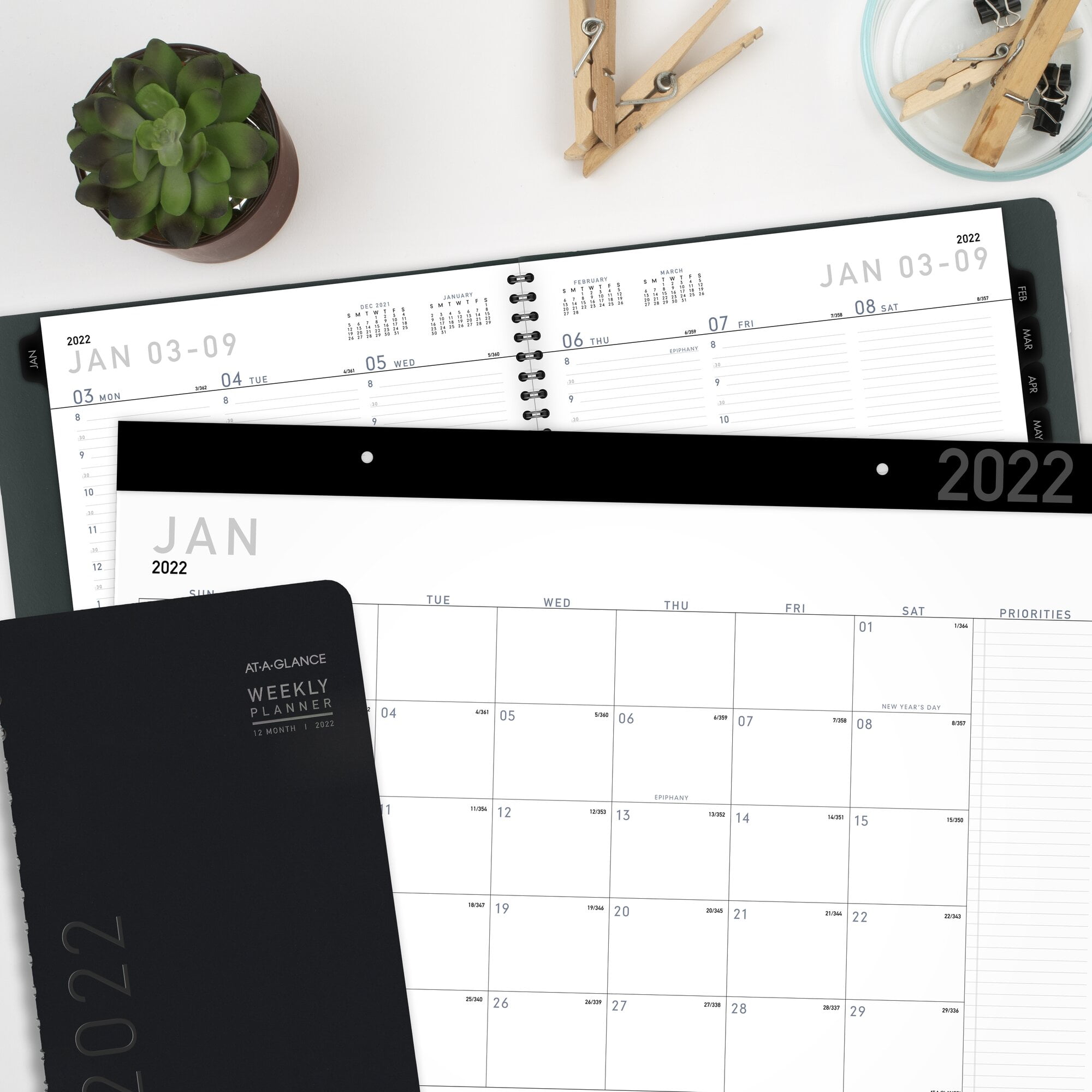 AT-A-GLANCE 2021-2023 27" x 12" Three-Month Calendar Contemporary White PM11X-28-22