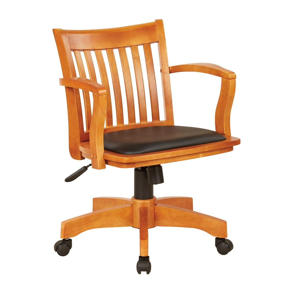 OSP Home Furnishings Deluxe Wood Bankers Chair with Vinyl Padded Seat 