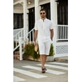 thumbnail image 5 of COOFANDY Men's 2 Pieces Linen Set Casual Henley Shirts Short Sleeve Beach Yoga Shorts Summer Pants Outfits, 5 of 5